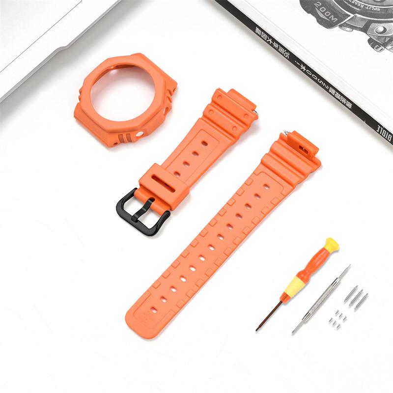 

Для Casio G-SHOCK Octagon Farm Oak GA-2100 TPU Refit прозрачный ремешок для часов корпус силиконовый ремешок для часов ga2100 мужской браслет