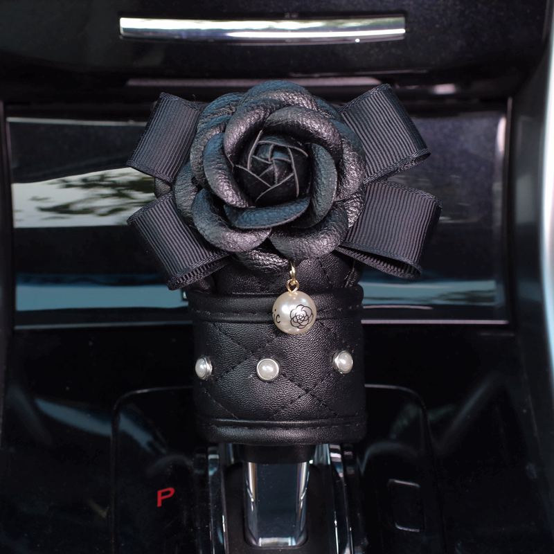 Creative Pearl Camellia Flower Car Safety Seat Belt Cover Shoulder Pad Car Styling Women Auto Seatbelt Gear Shift Covers