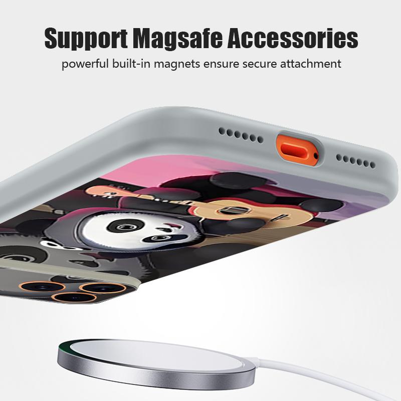 Guitar-playing Panda Case For iPhone 17 Pro Max Magnetic For Magsafe Skin Feeling Cover For iPhone 16 15 14 13 Pro Max