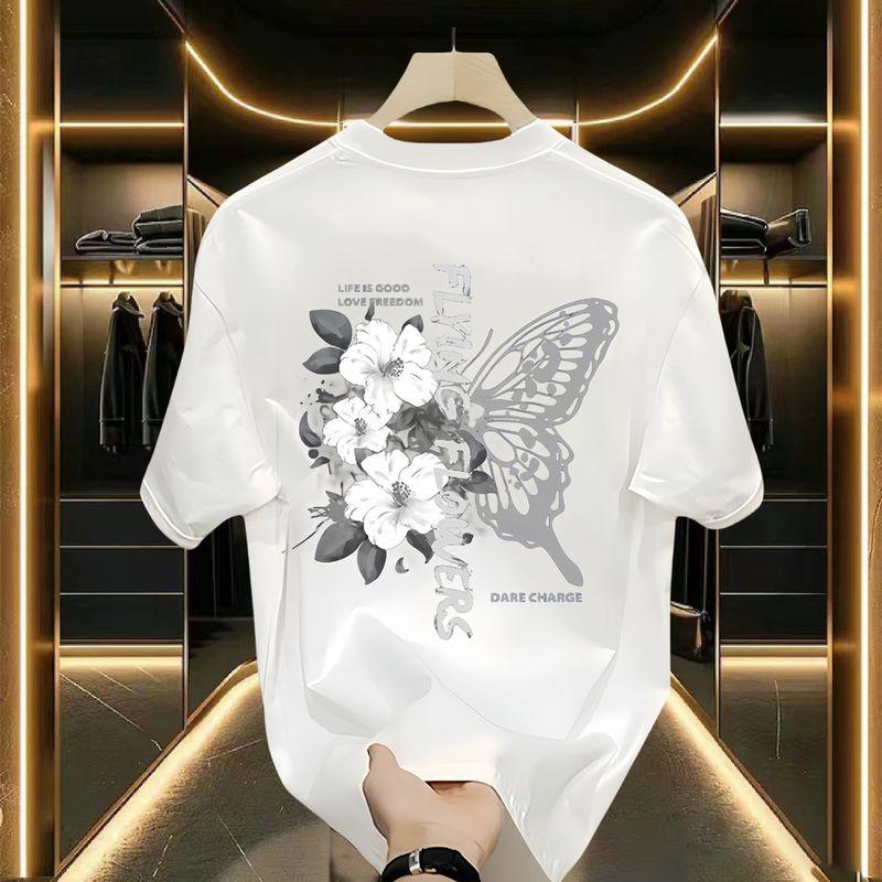 Trendy Brand Printed Short Summer 2024 New Half Sleeved Trendy Versatile Top For Unisexs Round Neck Tshirt