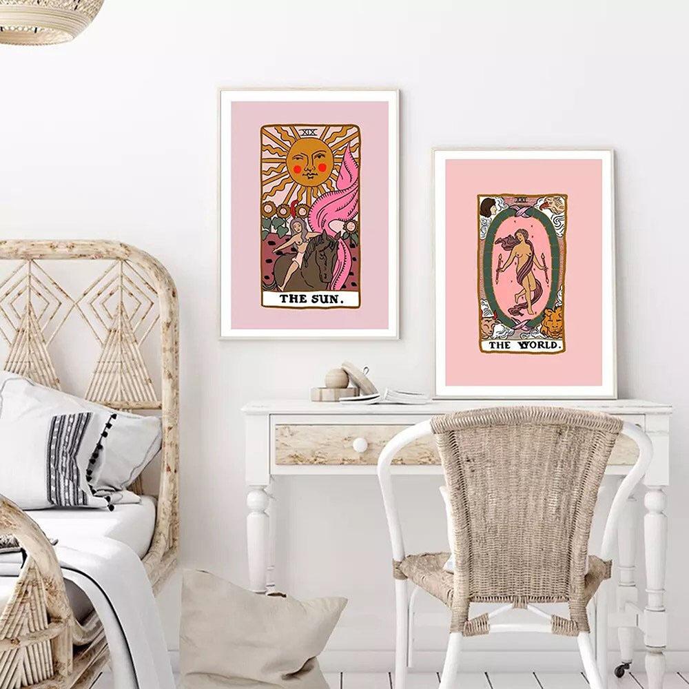 Nordic Abstract The Lovers Tarot Wall Art Pictures Canvas Painting Sun Empress Priestess Posters Prints Living Room Home Decor