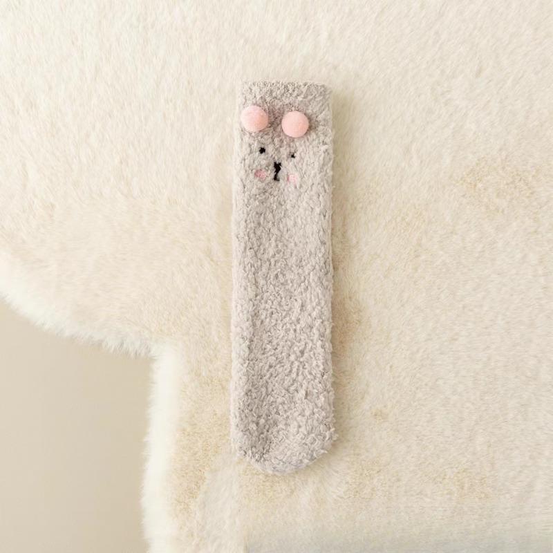 

Female Winter Thick and Warm Velvet Coral Velvet Solid Color Home with Yuezi Stockings 1 pair