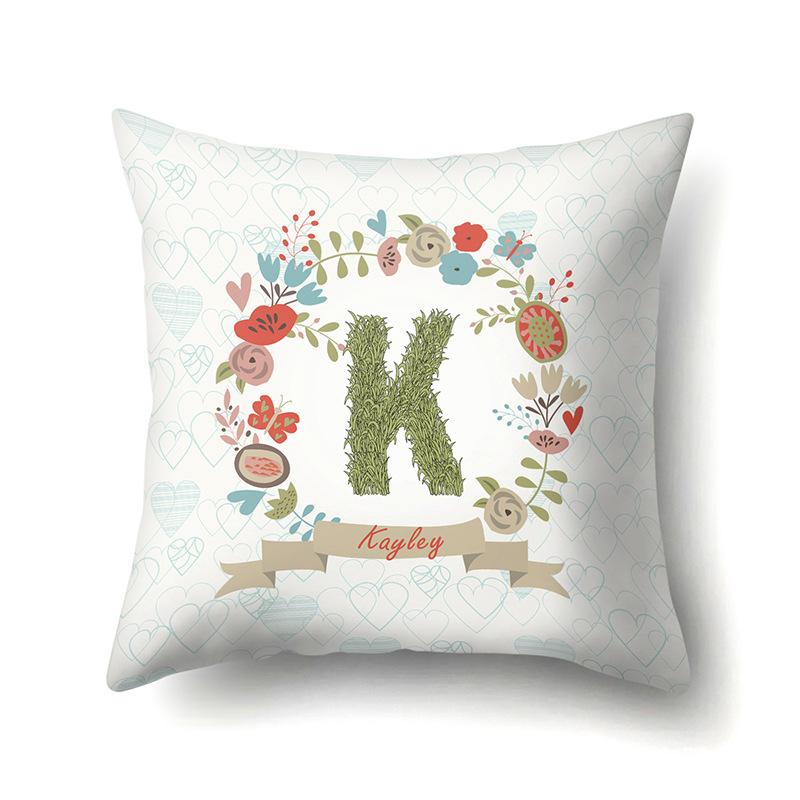 Polyester Pillowcase Car Decoration Home 26 English Letters Plant Wavy Print Pillowcase