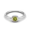 4mm Round Peridot 925 Sterling Silver Solitaire Bezel Set Women Wedding Ring