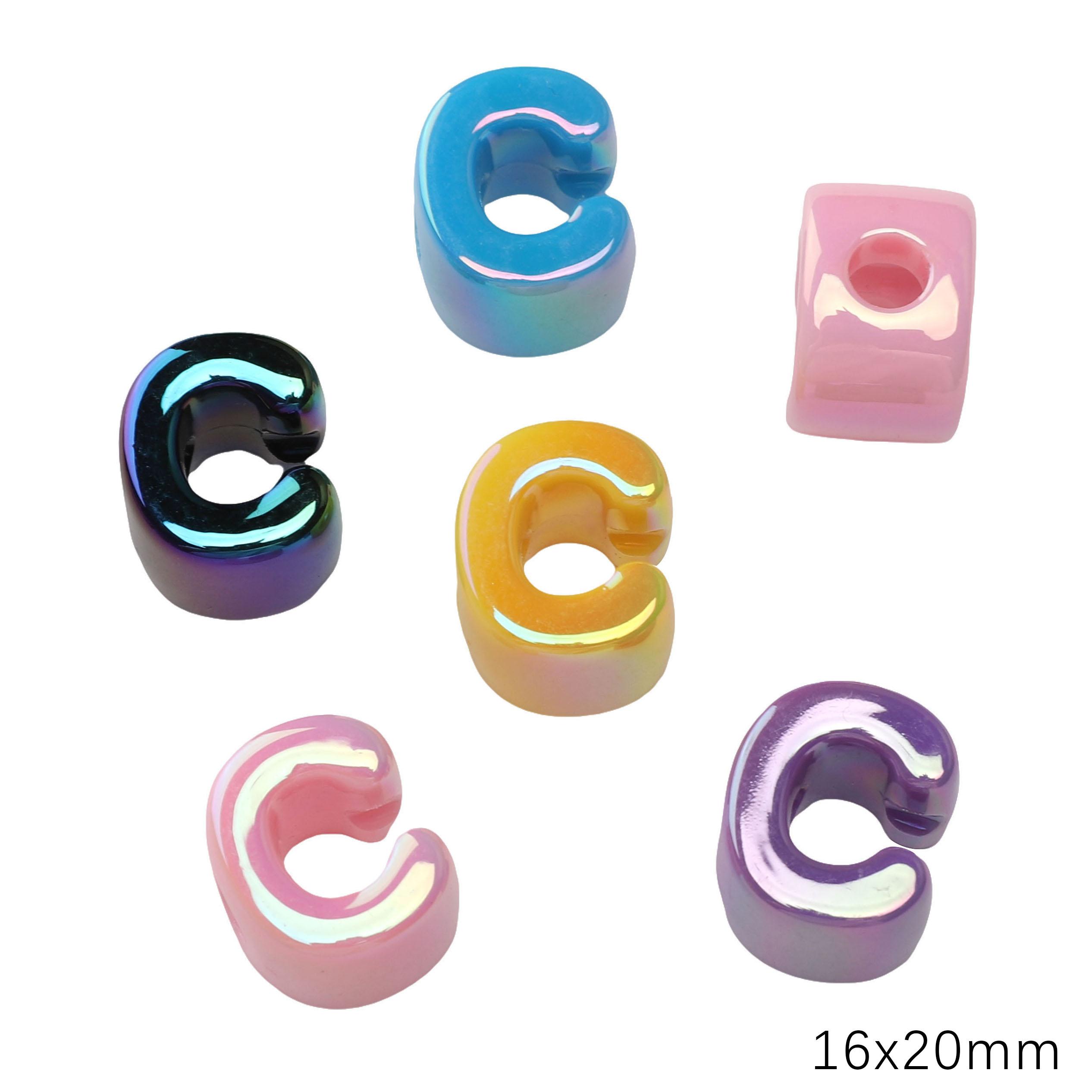 

5 шт. Акриловые радужные ракушки Бусины с большими отверстиями и буквами Аксессуары для изготовления ювелирных изделий C 16×20mm