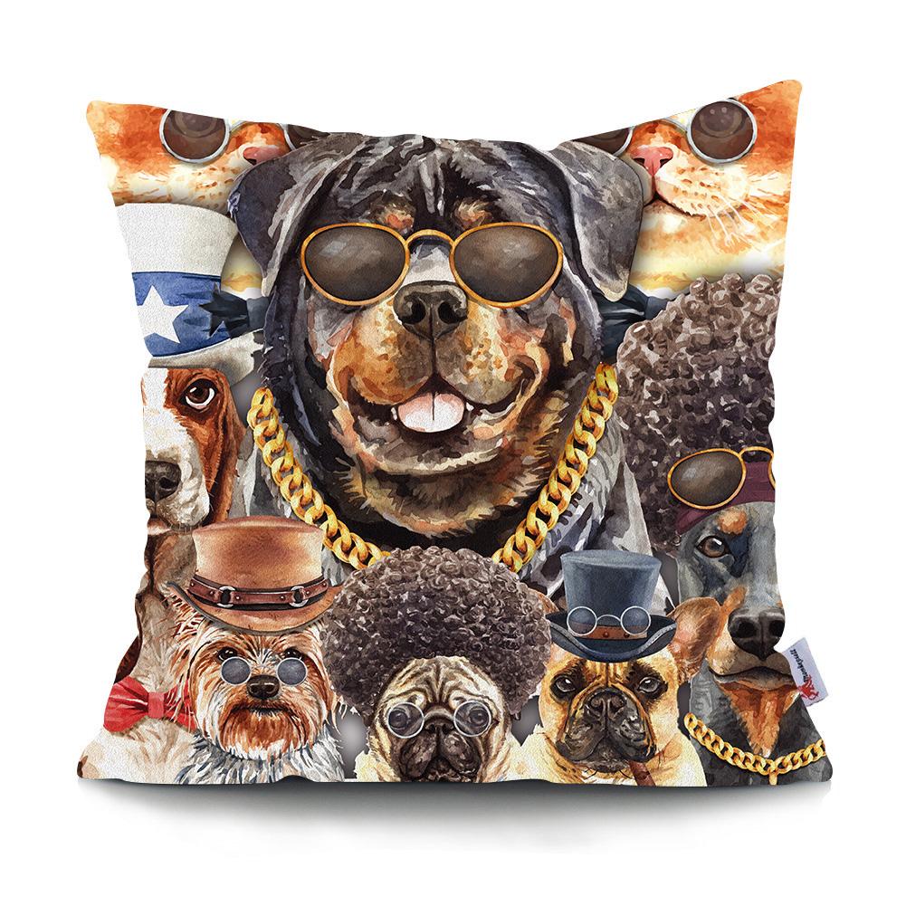 Cartoon Animal Print Cushion Cover Cat Dog Cushion Cover Car Sofa Home Decor Pillow Cover