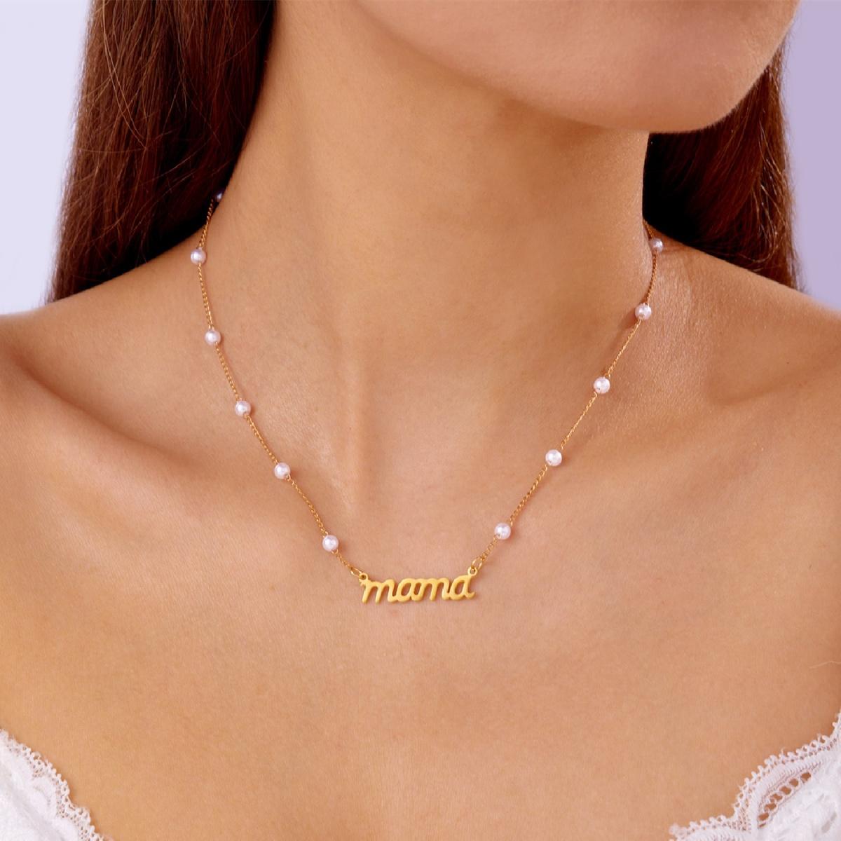 

Stainless Steel MAMA Letters Pendant Necklace For Women Men Minimalist Dainty Mom Chain Choker Mother s Day Party Jewelry Gifts