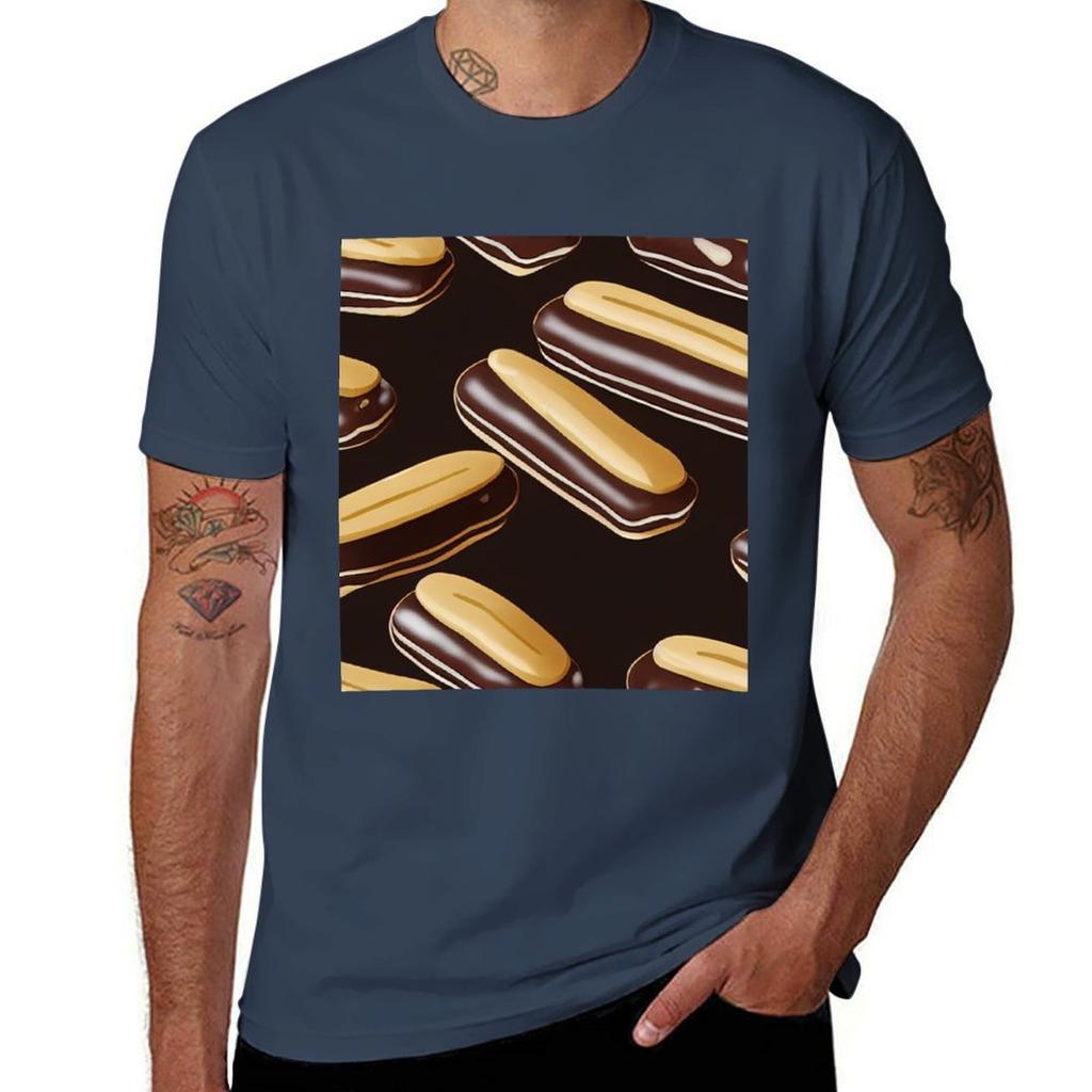 Chocolate Eclairs pattern T-Shirt funny t shirts man cotton t shirts man 100% T-Shirt