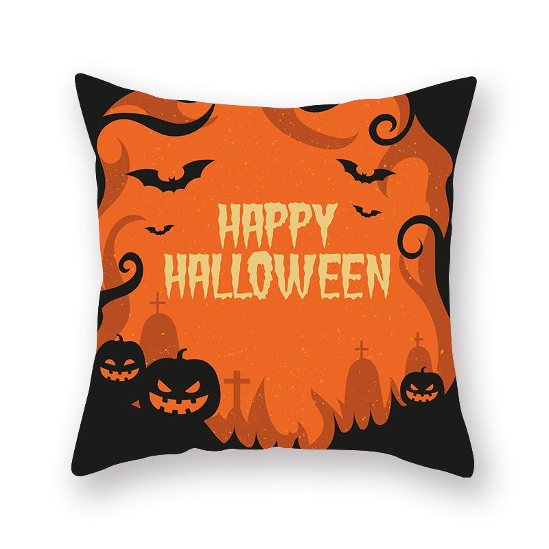 Halloween Pillow Cover Cartoon Pumpkin Head New Peach Skin Cushion Cover Sofa Cushion