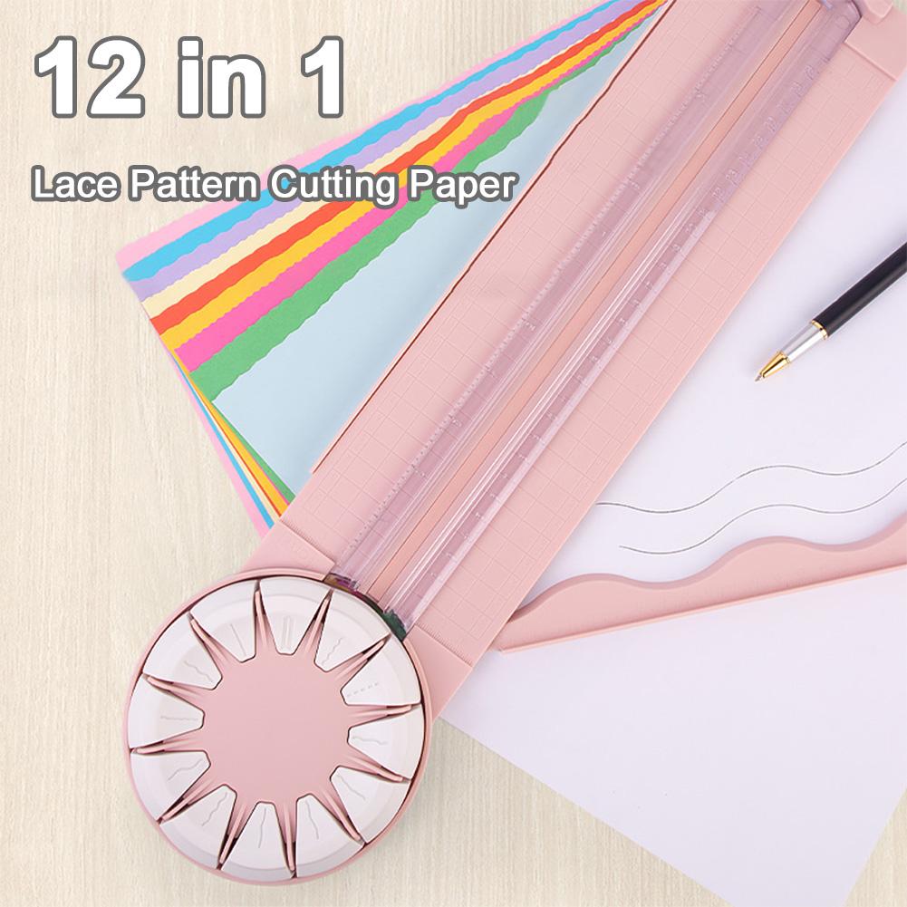 12 In 1 Rotary Paper Trimmer Wrapping Paper Cutter Portable Paper Cutter DIY Dashed Straight Line Wavy Line Cutter for Cardstock