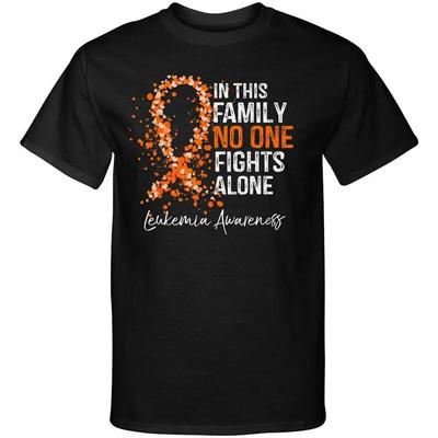 In This Life Nobody Fights Alone Leukemia Awareness Ribbon Style Graphic Shirt
