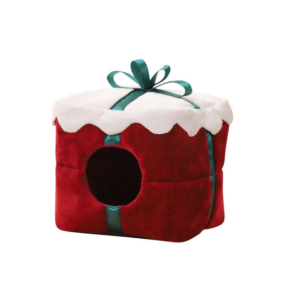 

Gift Box Shape Hamster House Soft Guinea Pig Tent Creative Christmas Hamster Nest New Year красный