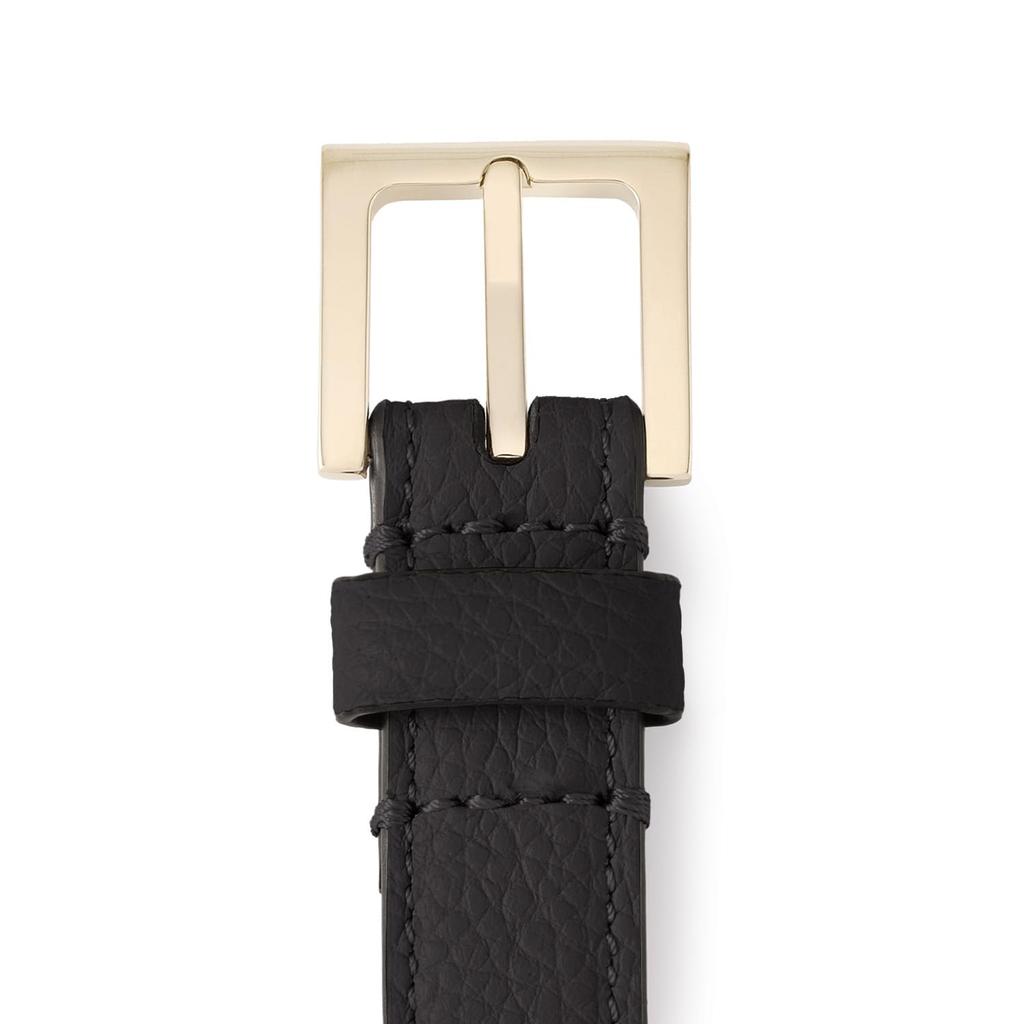 BONAVENTURA Square Buckle Belt X White Leather X Nobile Women's (70cm) [Black (Shrunken Leather)] BBLTN201-BKWH-70