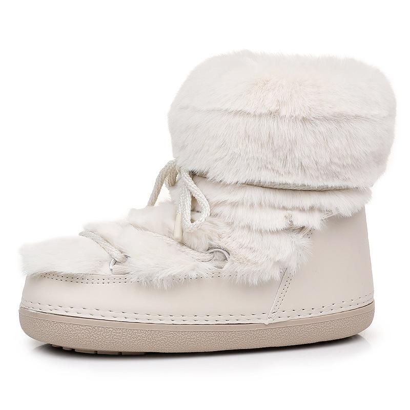 New Women'S Winter Boots Furry Short Tube Snow Boots Women Artificial Rabbit Fur Space Boots Non-Slip Warm Shoes For Women