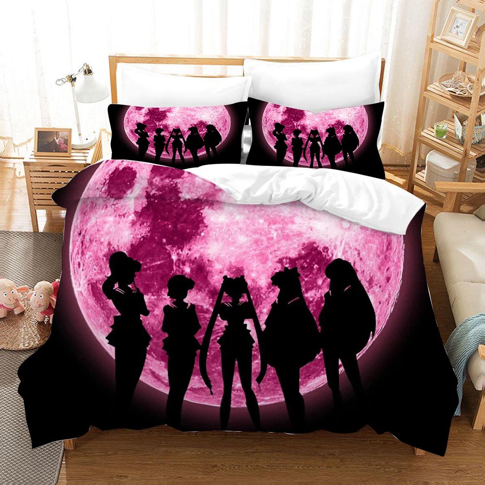 

Sailors Moon Duvet Cover Set Cartoon Anime Tsukino Usagi Chibiusa Bedding Set Quilt Cover Pillowcase Twin Single Queen King Size EU Double 200x200cm