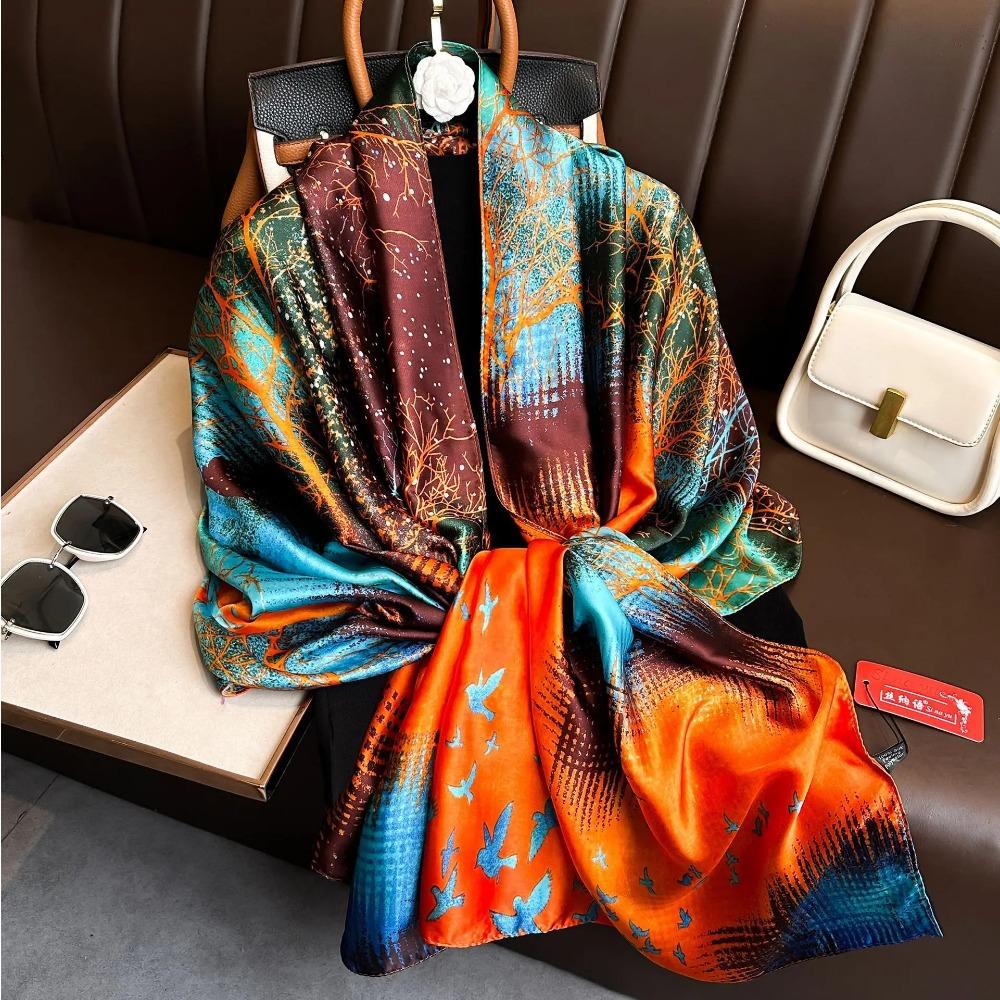 Spring Summer Scarf Women's Luxury Designer Scarf Silky Smooth Scarf Soft Muslim Headband Shawl Long Beach Towel 90x180cm