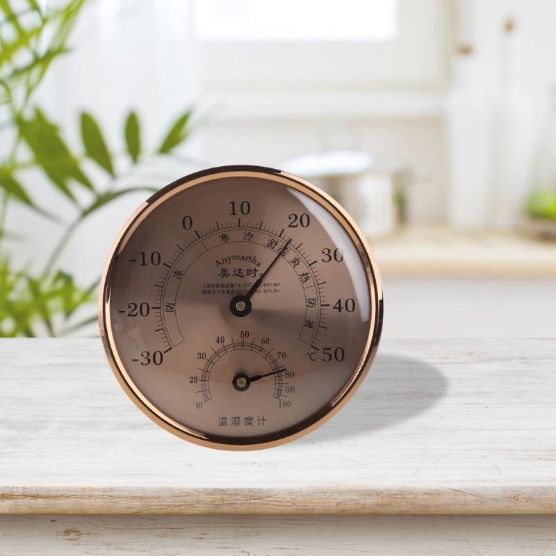 Indoor Outdoor Thermometer Round Large Wall Thermometer-Hygrometer Waterproof Does not Require Battery