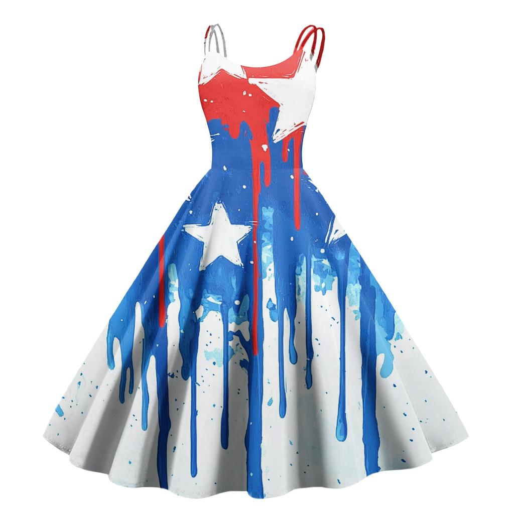 Dámské ležérní módní potisk Sexy punkové retro šaty Retro šaty