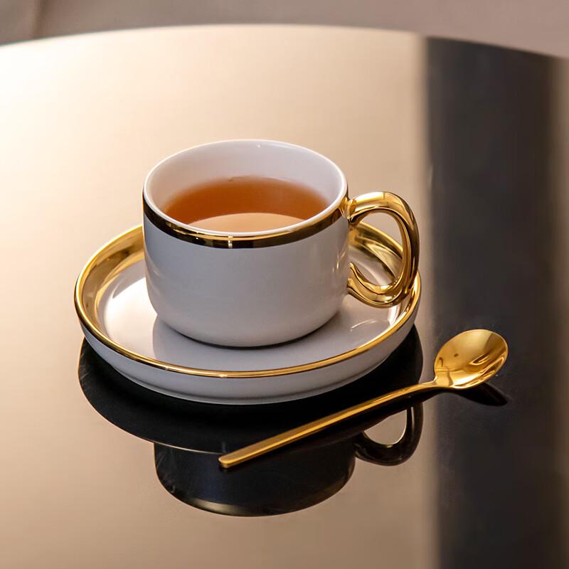 Elegant Gold Rim Ceramic Coffee Cup Set