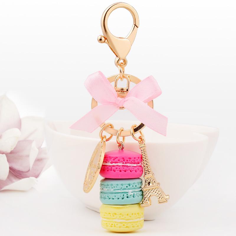 Frankrijk Parijs Leuke Macaron Eiffeltoren Macarons Kleurrijke Tas Hanger Auto Bedeltje Sleutelhanger Tas Hanger white