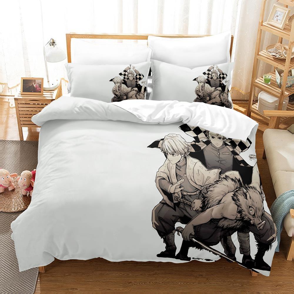 Fashion Anime Demon Slayer Bedding Collection Single Twin Full Queen King Size Bed Collection Adult Kid Bedroom Duvet Cover Collection Home Textiles