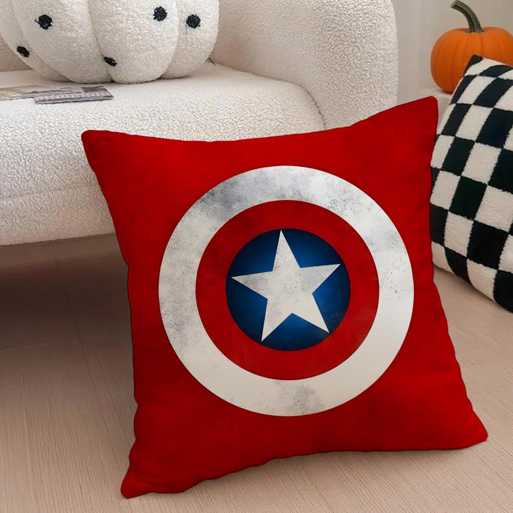 CCaptain America Cushion Cover Linen Pillow Case Soft Breathable Protective Couch Room Decoration
