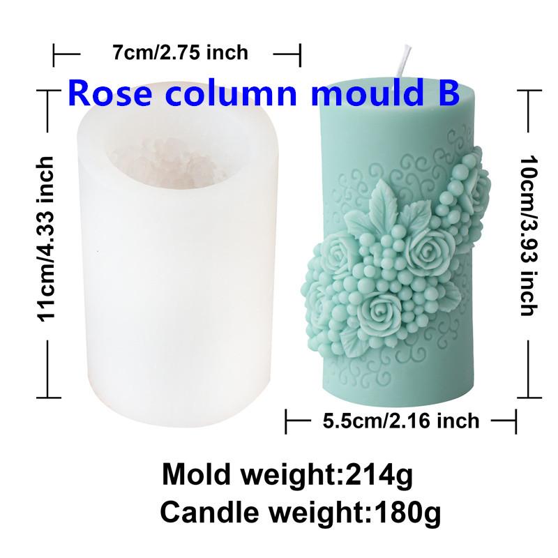 3D Relief Rose Round Column Candle Silicone Mold Rose Column Resin mold DIY Valentine's Chocolate Gifts  Gypsum Mold Home Decor
