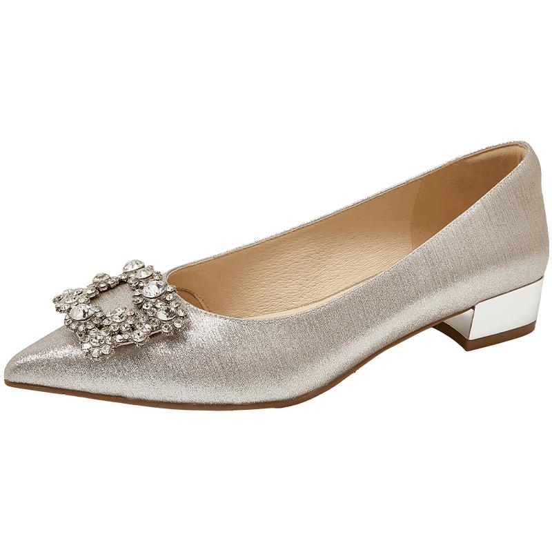 COMELY Women s Elegant Rhinestone Pointed Toe Low Heel Pumps 38