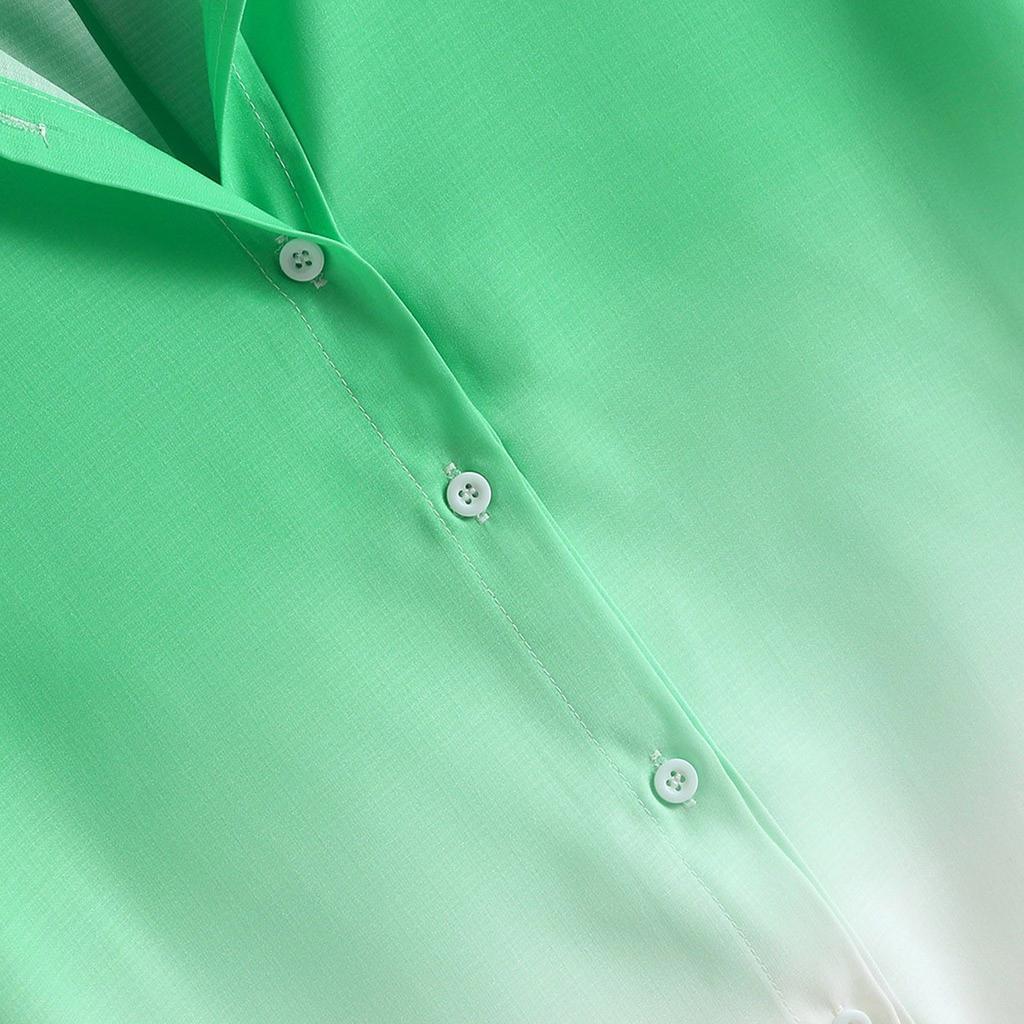 Pánská ležérní košile s klopou, s gradientem, plážové oblečení na dovolenou, pánská módní košile