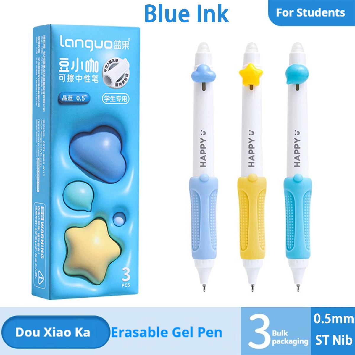 

Languo Kawaii Стираемая ручка с кликом Синие Черные чернила для студентов Плавное письмо Гелевая ручка с трением, Грип Школьные принадлежности Канцелярские товары