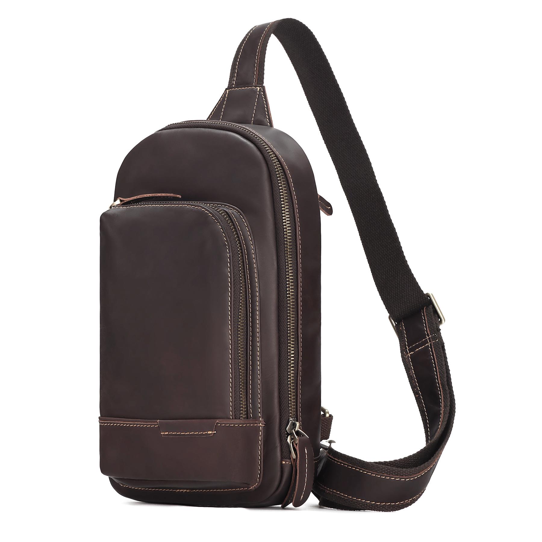 

Men s Vintage Leather Crossbody Chest Bag - Large Capacity, Multifunctional, Casual & Commuter-Friendly