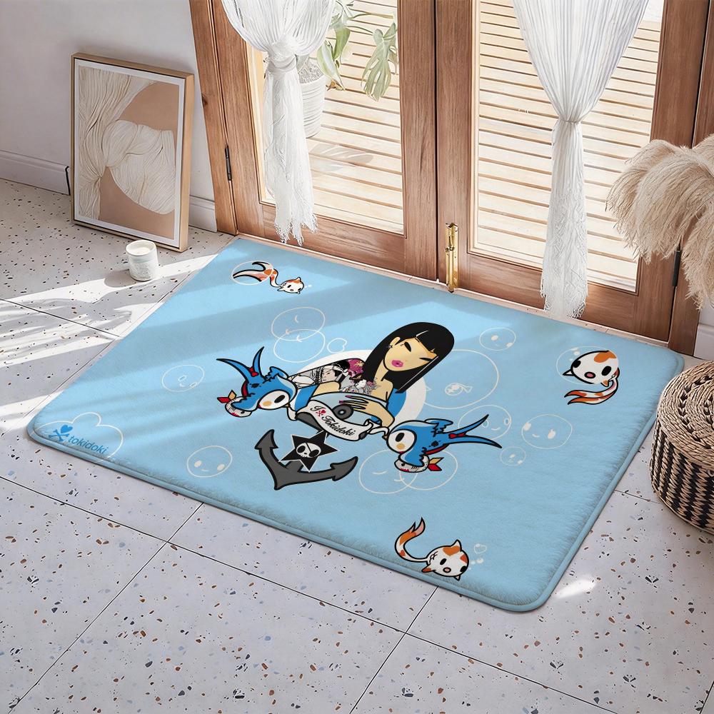 Character T tokidoki Floor Mat Eco Flannel Doormat Non Slip Odorless Indoor Floor Rug Soft Short Plush Home Mat