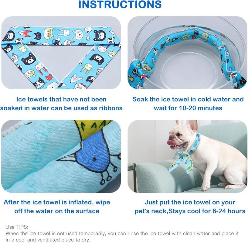 Pet Cooling Scarf Ice Collar for Cats Dogs Summer Heat Relief Outdoor Travel Accessory with Breathable Cartoon Design