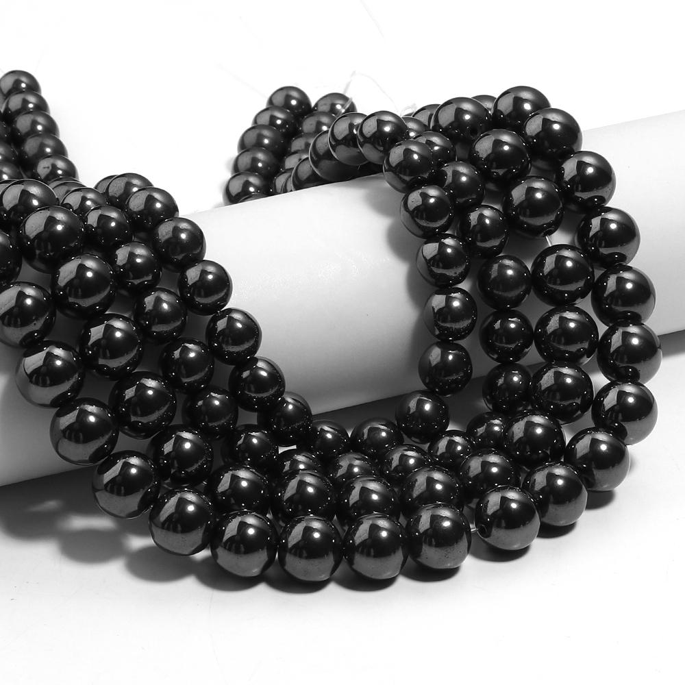 1 Strand 4/6/8/10/12mm Natural Black Hematite Stone Beads Magnetic Round Loose Beads For Jewelry Making DIY Bracelet Necklace
