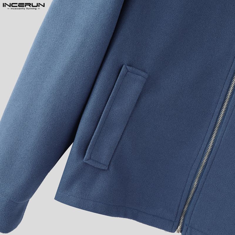 INCERUN Mens Spring Long Sleeve Zipper Casual Thin Coats Tops