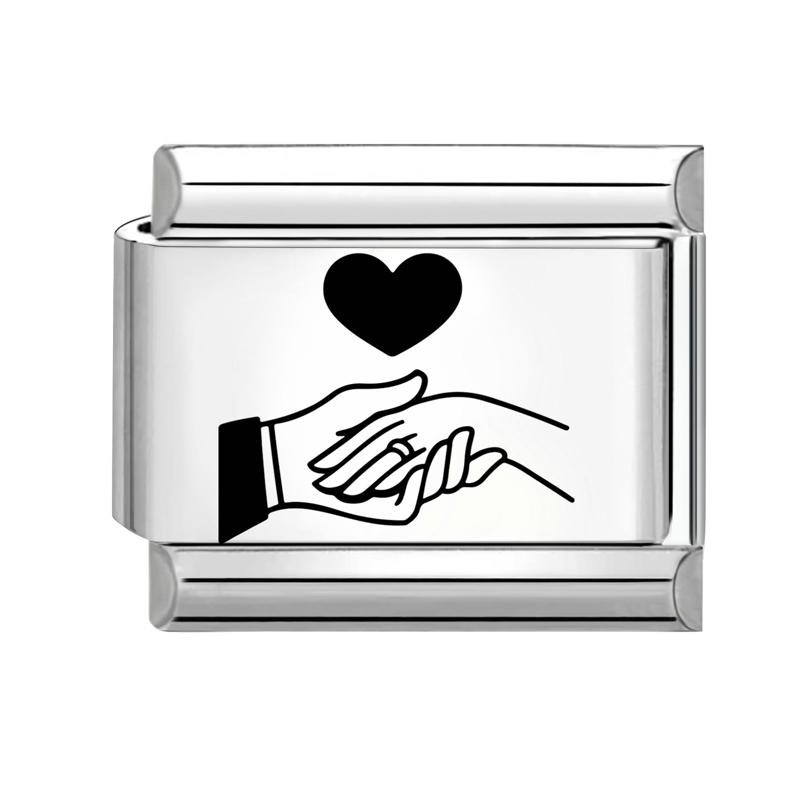 Laser Engraving Black Cartoon Cute Cat Dog DIY Italian Charm Links Fit 9mm Stainless Steel Bracelet Women Jewelry Making Gifts