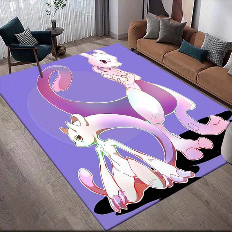 mew2 Square Area Rug, Non-Slip Floor Mat for Living Room, Perfect Gift for Mewtwo Fans.chl