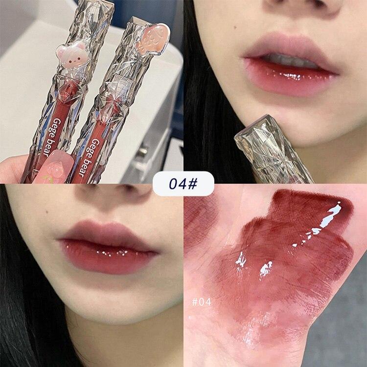 Gege Bear Kristallspiegel Wasser Lipgloss Hydratisierend und Ultra-Feuchtigkeitsspendend Hochglänzend Glänzende Lippenfarbe Voller Ihre Lippen