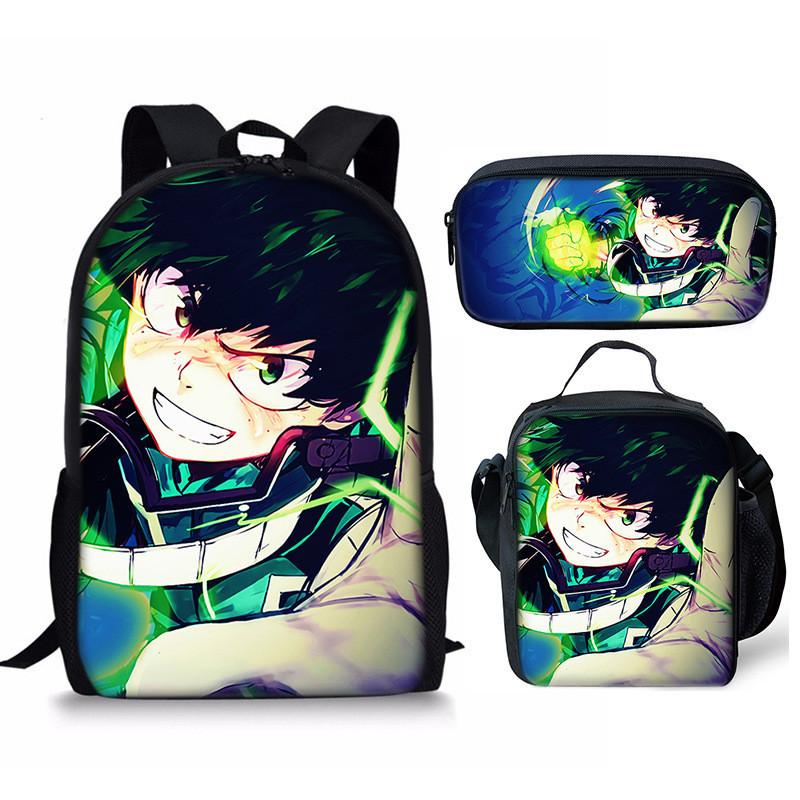 My Hero Academia Schülerrucksack mit Polyesterfutter und Anime-Cartoon-Design für Teenager