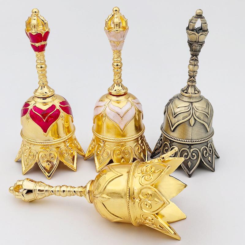 Vintage Elegant Lotus Bell Hand-cranked Copper Bell Temple Church Bell Old Man Bell Christmas Bell Hanging Home Decoration