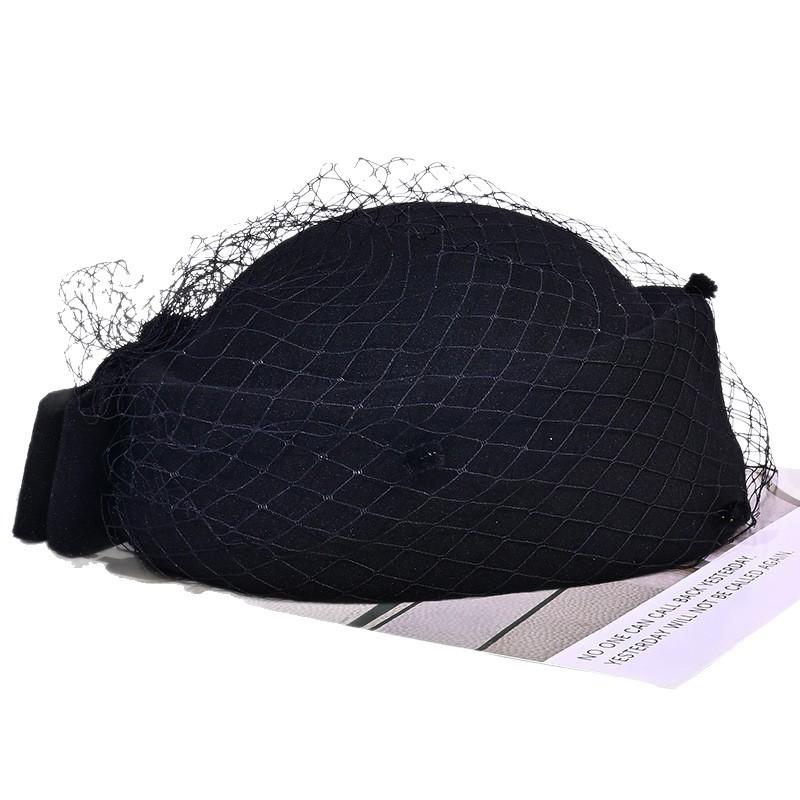 Tempérament Européen et Américain Chapeau Haut de Forme en Maille Automne et Hiver Nouveau Chapeau Chaud et Humide Rétro Polyvalent Chapeau d'Hôtesse de l'Air Style Britannique Chapeau de Jazz