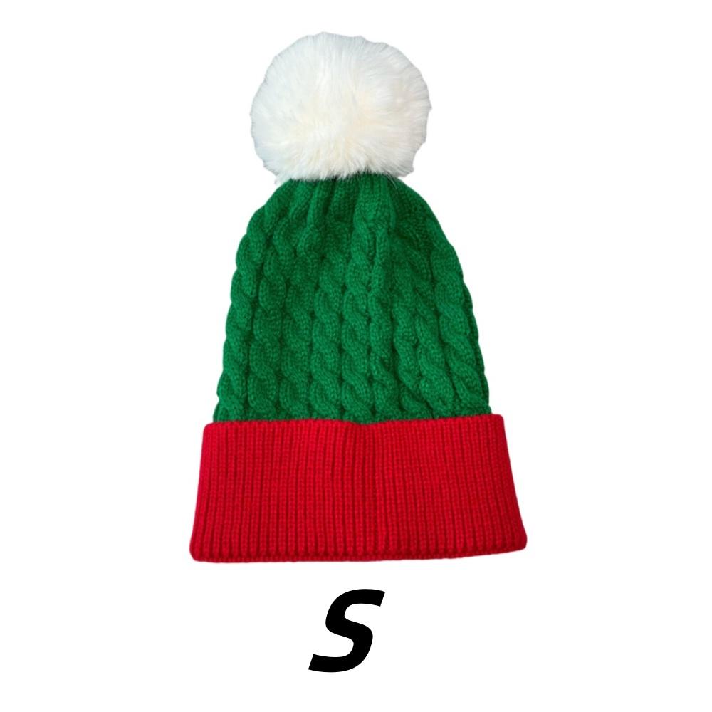 1PC/2PCS Fluffy Balls Christmas Knitted Hat Winter Beanie Santa Hat 2026 New Year Party Kids Gift Navidad Noel Xmas Decoration