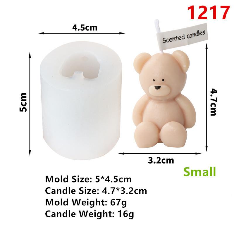 3D Cute Cartoon Bear Silicone Candle Mold DIY Home Decoration Silicone Mold For Resin Teddy Bear Candle Mold