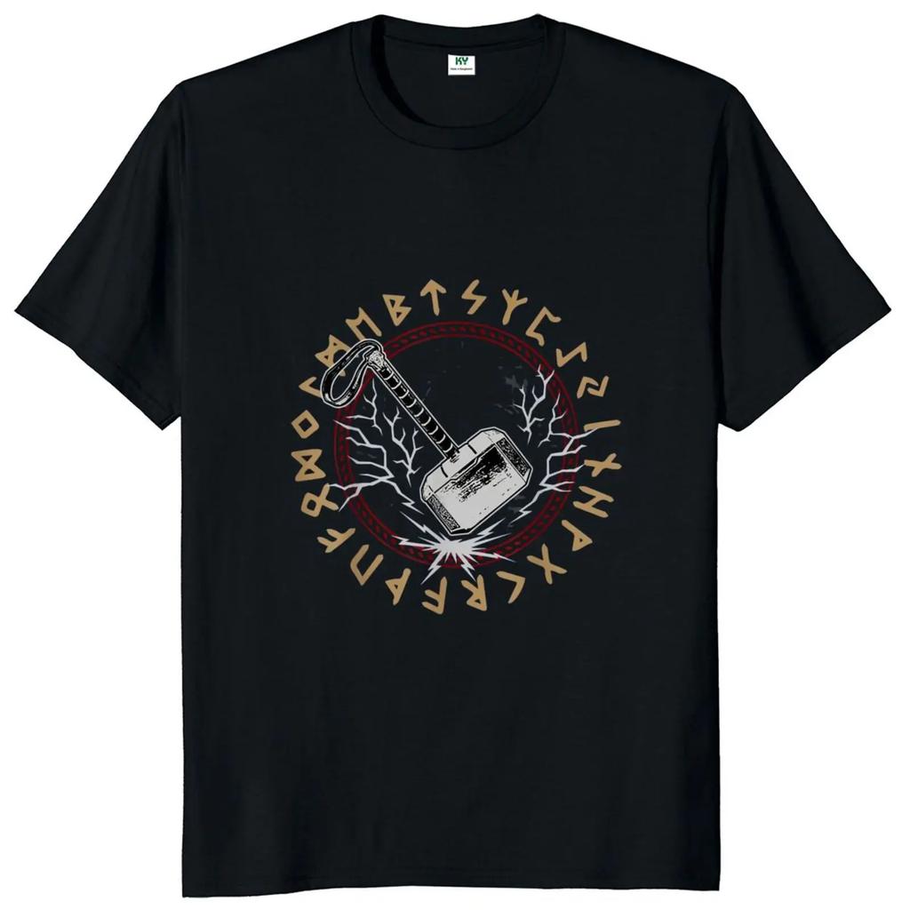 Thor Viking Hammer T Shirt Norse Mythology Design Novelty Tee Shirt 100% Cotton Short Sleeve Casual Homme Camiseta EU Size