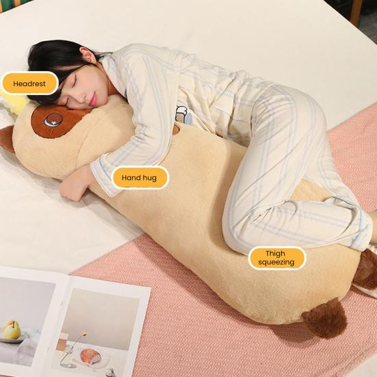 Cute Animal Body Pillow Long Plush Stuffed Toy for Leg Hugging Sleep Support Capybara Puppy Elephant Soft Bed Sofa Cushion for Kids Adults