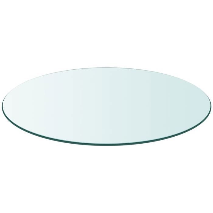 VidaXL Plateau de Table, Ø 700 mm, Verre Trempé, Sans Montage, Transparent, Rond, 8 mm d’Épaisseur 243628