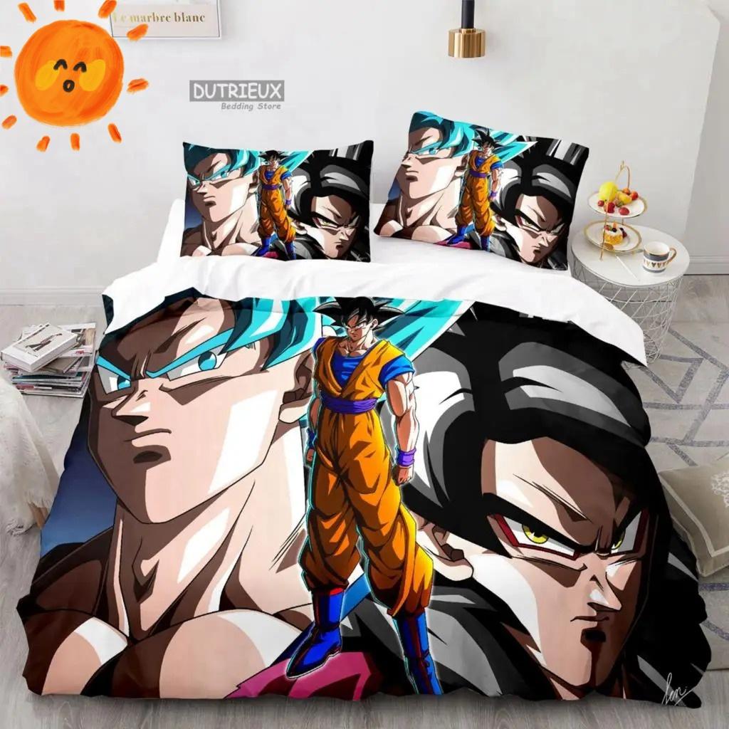 Japanese Anime Dragon Ball Bedding Set Goku Duvet Cover Comforter Bedclothes Single Twin Full Queen Size 3D Kids Adult Boys Gift