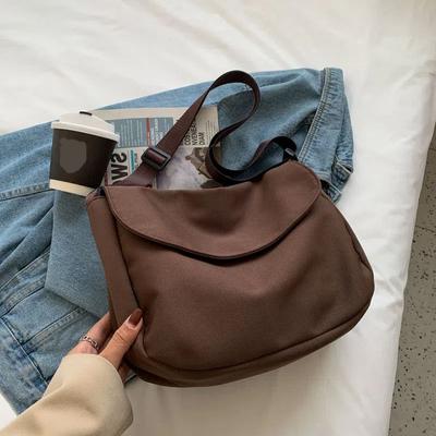 Simple Solid Color Single Shoulder Messenger Bag Korean Nylon Canvas Cross Straddle Women