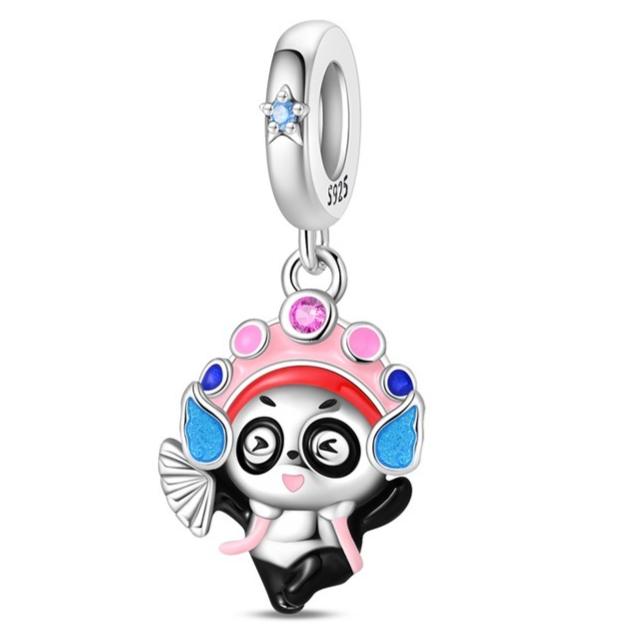 Genuine Copper Four-Leaf Clover Green Bead Adorable Panda Pendant Piece Bead Components Suitable For Authentic Decorative Charms Bracelet Style