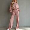 Women Tracksuit Set Long Sleeve Crop Top And High Waist Sweatpants Casual Loose Fit Loungewear Two Piece Set